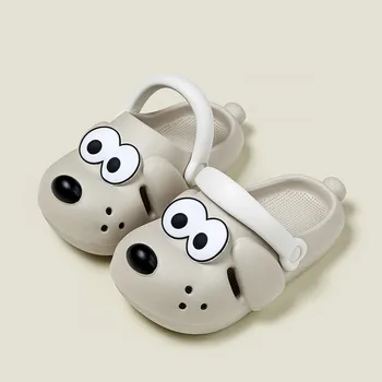 Детские тапочки, детская обувь с дырками, новые тапочки с изображением мультяшной собаки, детские тапочки из ЭВА, домашние мягкие противоскользящие тапочки для девочек
