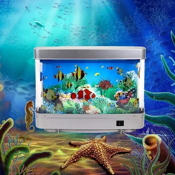 Динамический Виртуальный Океан, светодиодная лампа для аквариума с рыбками, Дельфин, искусственный тропический пейзаж, Аквариум, настроение, Ночник, Милое украшение комнаты