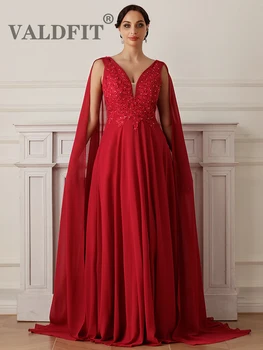Длинное бордовое шифоновое платье для матери невесты, платье для свадебной вечеринки, халат для церемонии бракосочетания VA1415