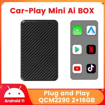 Для VW Toyota Honda Nissan Kia Hyundai Android Mini Ai BOX с подключением к беспроводному адаптеру CarPlay Android Auto с Netflix YouTube
