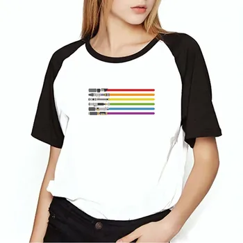 Женская футболка Радужный световой меч ЛГБТ Право Гей Лесби Гордость Равная любовь Инклюзивная бейсбольная футболка с прогрессивным принтом