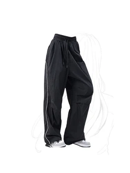 Женские черные спортивные штаны в готическом стиле, Летние мешковатые Модные брюки Оверсайз в винтажном стиле Y2k, брюки, женские джоггеры в стиле хип-хоп, уличная одежда 2023 года