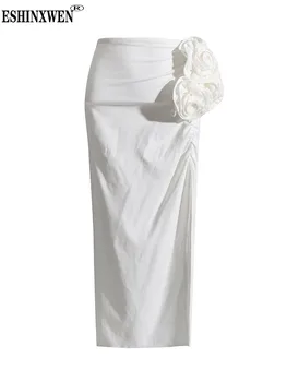 Женские юбки с разрезными аппликациями Eshin, юбка трапециевидной формы с высокой талией, женская модная одежда 2023 Лето TH4959