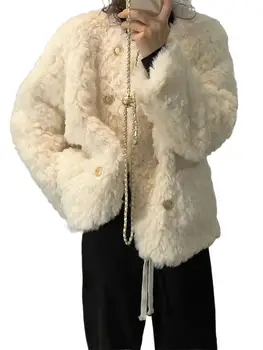 Зимняя женская одежда 2023, короткое пальто из искусственного меха кролика, новинка зимы 09114