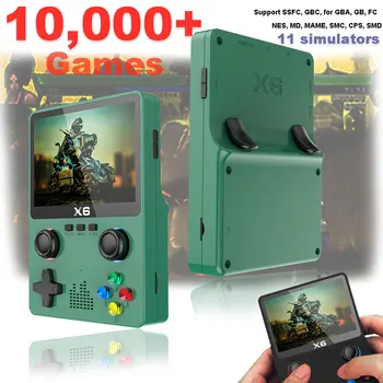 Игровая консоль X6 с более чем 10000 играми, 3,5-дюймовый IPS-экран, Портативная ретро-игровая консоль, Поддержка 3D-джойстика, 11 Эмуляторов видеоигр