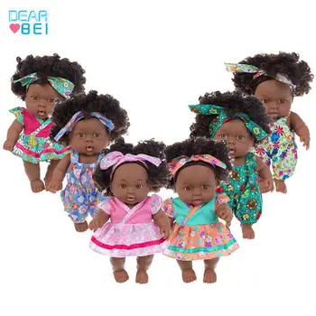 Имитационная кукла 8-дюймовая африканская черная милая кукла Кукла-Реборн Детская игрушка в подарок на день рождения