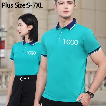 Индивидуальный логотип 2023, повседневная мужская рубашка поло с коротким рукавом, плюс размер S-7xl, деловая рубашка поло
