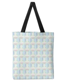 Клетчатая этническая сине-фиолетовая геометрическая Минималистичная женская сумка для покупок на заказ, женские сумки через плечо, студенческие сумки