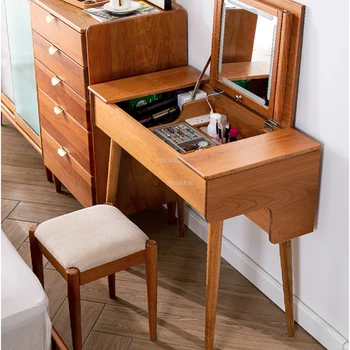 Комоды из массива дерева в скандинавском стиле, Современная мебель для спальни, Простые Маленькие Зеркальные Туалетные столики, Домашний Японский Ретро-шкаф для хранения