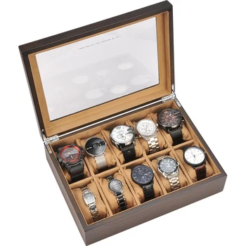 Коричневая деревянная коробка для хранения старинных механических часов