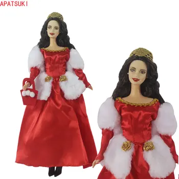 Красное платье большого размера с длинным рукавом для куклы Барби, вечерние платья, сумка для куклы 1/6 BJD, модные наряды, одежда, детские игрушки, подарки