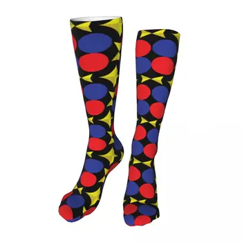 Красные, синие, желтые носки до щиколотки с новым рисунком, Носки унисекс до середины икры, Толстые вязаные Мягкие повседневные носки