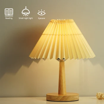 Креативный Ретро плиссированный зонт Прикроватные светильники Настольные лампы с дистанционным управлением USB LED DC 5V Night для домашнего декора спальни