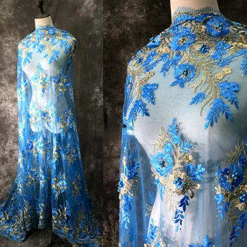 Кружевная сетчатая ткань, жемчужное свадебное платье с вышивкой в стиле тяжелой промышленности, Оптовая продажа для пошива ткани своими руками