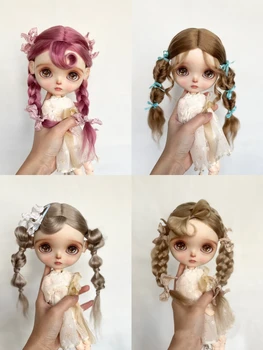 Кукольные Парики для Blythe Qbaby из Мохера с Двойным конским хвостом, Микрообъемные локоны, 9-10-дюймовые волосы на голове, Бесплатная Доставка