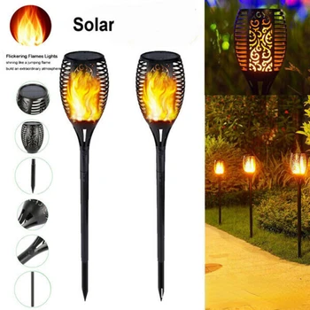 Лампа с солнечным пламенем, ландшафтный дизайн сада во внутреннем дворе, светодиодная индукционная горелка для украшения газона, установленная на земле