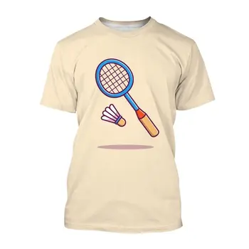 Летняя мужская и женская 3D футболка для бадминтона, модная, спортивная, быстросохнущая, с круглым вырезом и короткими рукавами, из полиэфирного волокна.