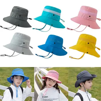 Летняя солнцезащитная шляпа с регулируемыми полями для мальчиков и девочек, детские широкополые шляпы с защитой от ультрафиолета