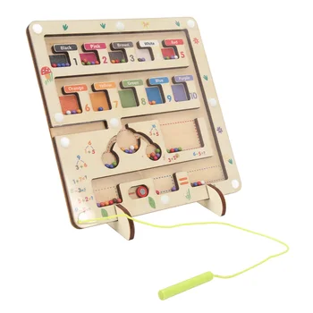 Магнитная игрушка-лабиринт с цветными номерами 65шт Шариков для обучения арифметике Деревянная доска для подбора чисел Магнитная доска Пазлы для детей
