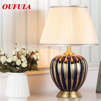 Медные настольные лампы ULANI, керамический стол, роскошная современная ткань для фойе, гостиной, офиса, креативной спальни, отеля