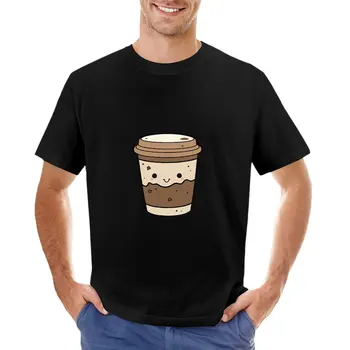 Милая футболка с кофейной чашкой, топы больших размеров, мужская одежда