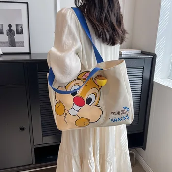 Милая холщовая сумка с рисунком Микки Мауса из мультфильма Диснея, женская сумка Чичитити большой емкости, сумка для покупок, сумка-тоут