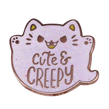 Милый Страшный кот-призрак, брошь с эмалированным значком животного, подарок на Хэллоуин