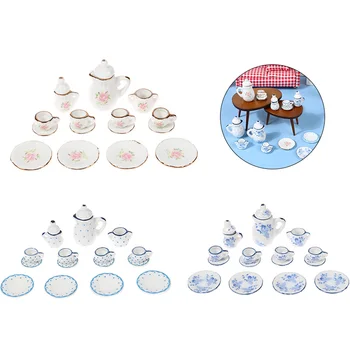Миниатюрная модель еды и игр в масштабе 1: 12, Набор керамических чайных чашек, посуда, Кухонный чайник, игрушки 