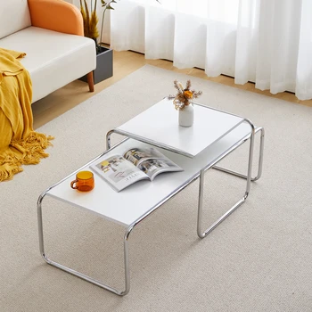 Минималистичный журнальный столик из скандинавской нержавеющей стали для мебели в гостиную, современный креативный дизайн, прямоугольный диван, приставной столик