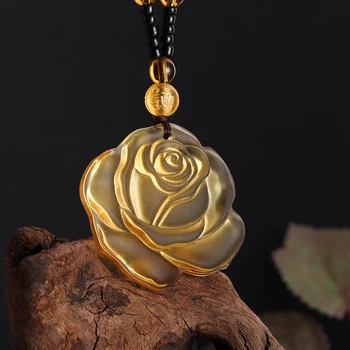 Модное и изысканное ожерелье с резной розой из натурального камня, подходящее для женских украшений из бисера для банкетов высокого класса
