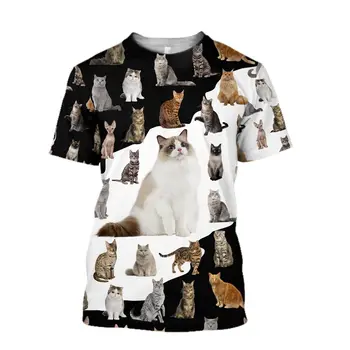 Модные футболки с изображением животных и кошек, летняя мужская повседневная уличная одежда в стиле хип-хоп харадзюку с О-образным вырезом и коротким рукавом