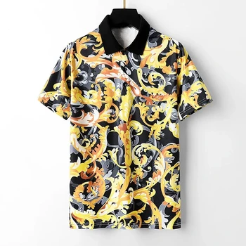 Мужская Летняя Деловая Повседневная Золотая Рубашка Поло Gotoola 2023, Хлопковая Повседневная футболка Высокого класса С коротким рукавом, Дышащая Футболка