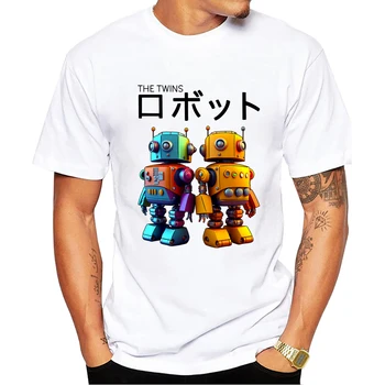 Мужская мода 2023 года, футболка с дизайном робота-близнеца, крутые топы с креативным принтом