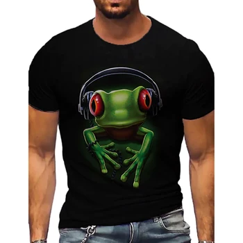 Мужская футболка с забавным животным лягушкой, 3D принт в стиле харадзюку, короткий рукав, повседневный стиль, уличная одежда, забавная футболка, новая летняя мода