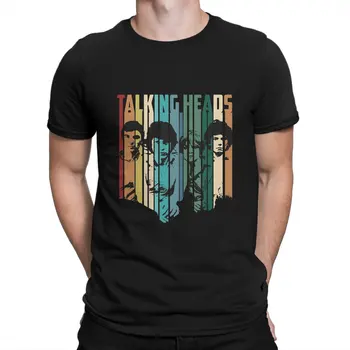 Мужские футболки Британская рок-группа, образованная в 1974 году, Модные хлопковые футболки с коротким рукавом Talking Heads, топы с воротником, летние
