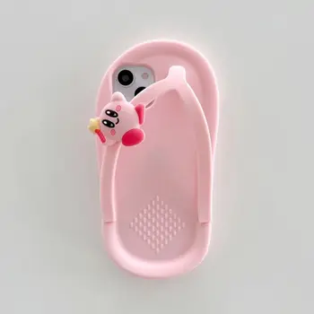Мультяшные розовые тапочки Чехол для телефона для iPhone 11 12 13 Mini 14promax Силиконовый милый креативный мягкий чехол для телефона Новый