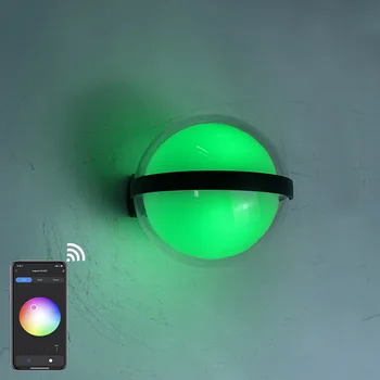 Настенные светильники с управлением через приложение Wifi RGB + w, Водонепроницаемая настенная лампа IP65, прикроватное украшение для ванной комнаты, теплый свет, светодиодное освещение сада