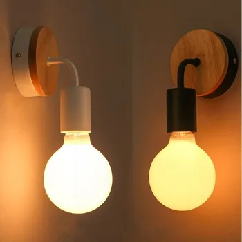 Небольшой настенный светильник из массива дерева в скандинавском постмодерне Простое Железное Зеркало Передняя Лампа Лампа в коридоре Ванной комнаты Прикроватные настенные светильники в спальне