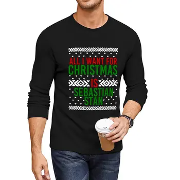Новая длинная футболка All I Want For Christmas (Себастьян Стэн), спортивные рубашки, корейская модная мужская одежда
