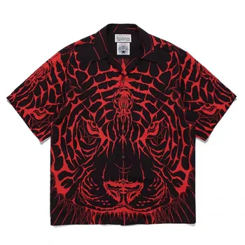 Новая рубашка WACKO MARIA с рисунком тигра для мужчин и женщин 1:1, гавайские рубашки высшего качества, футболка для тренажерного зала