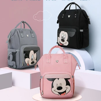 Новая сумка для подгузников Disney Mickey, рюкзак, мультяшная модная сумка для беременных женщин, многофункциональная сумка для детских подгузников большой емкости