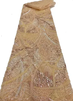 Новое поступление, Роскошный Узор, Многоцветное Алжирское вышитое бисером кружево, Высококачественная роскошная ткань с пайетками, свадебное платье 