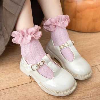 Носки Принцессы с рюшами для маленьких девочек, однотонные эластичные детские носки для экипажа, дышащие носки для прогулок для малышей 0-12 лет