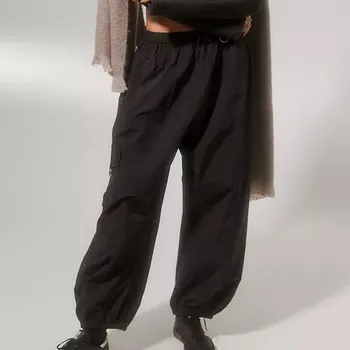 Однотонные женские брюки в стиле хип-хоп Y2k, брюки-парашют, фиолетовые прямые спортивные брюки, тонкие леггинсы для дам большого размера