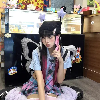 Панк-шляпа Harajuku Y2K Girls Caps Милые Готические Шляпы с Кошачьими ушками в виде Сказочной Звезды AFC2332