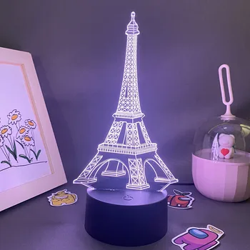 Париж, Эйфелева Башня, 3D светодиодные неоновые ночники, Красочный подарок на День Рождения для друга, декор прикроватной тумбочки в спальне, Лавовые лампы Эйфелевой башни