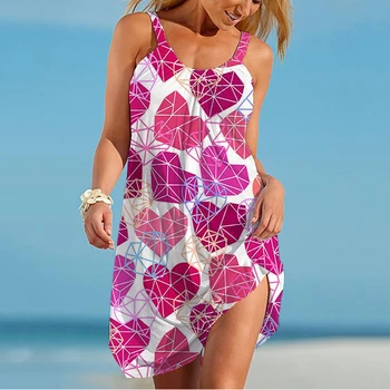 Повседневное женское летнее платье на открытом воздухе, платье с 3D-печатью, новое Высококачественное Модное платье с темпераментом, Гавайское праздничное платье