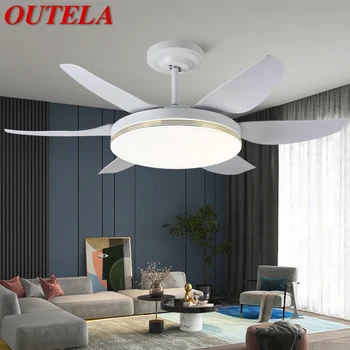 Потолочный вентилятор OUTELA со светодиодной подсветкой в скандинавском стиле, современный минималистичный ресторан, гостиная, спальня, коммерческий электрический вентилятор