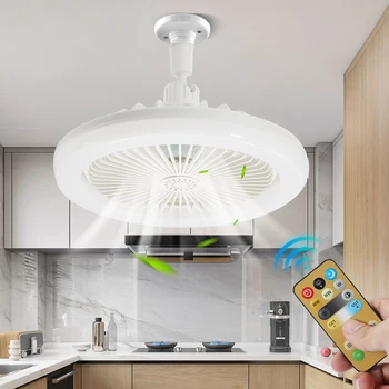 Потолочный вентилятор с подсветкой, основание преобразователя E27, умный потолочный вентилятор со светодиодной подсветкой для гостиной