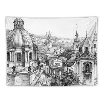 Прага над крышами Гобеленовые Гобелены Настенные украшения Ковер на стене